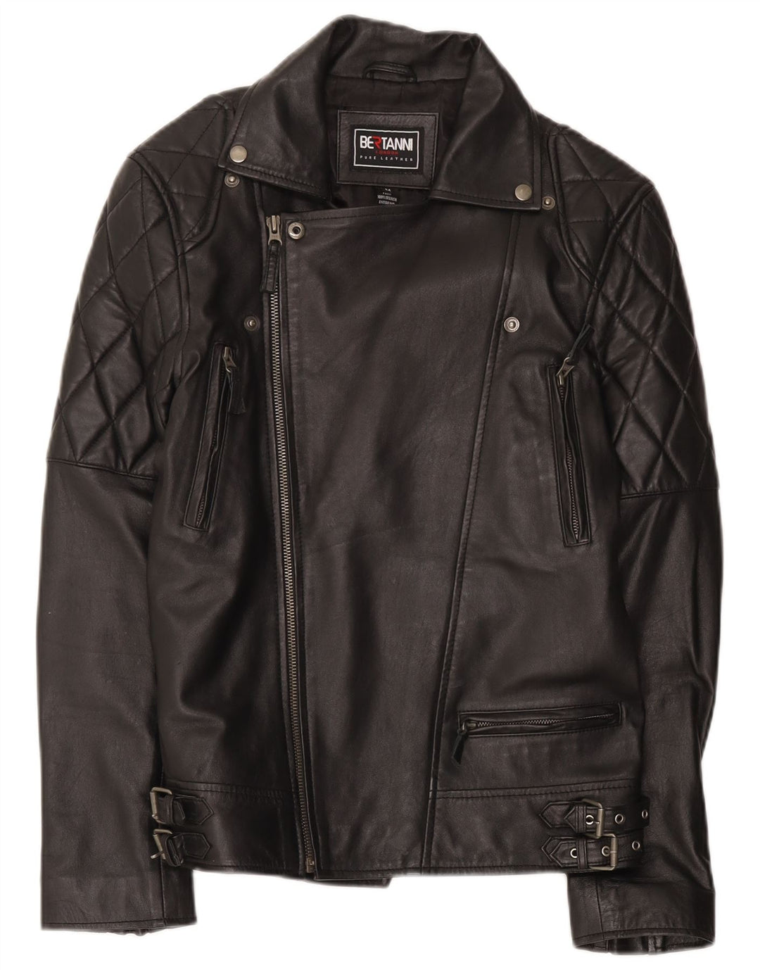 Giacca da motociclista in pelle da uomo Bertanni UK 38 media nera