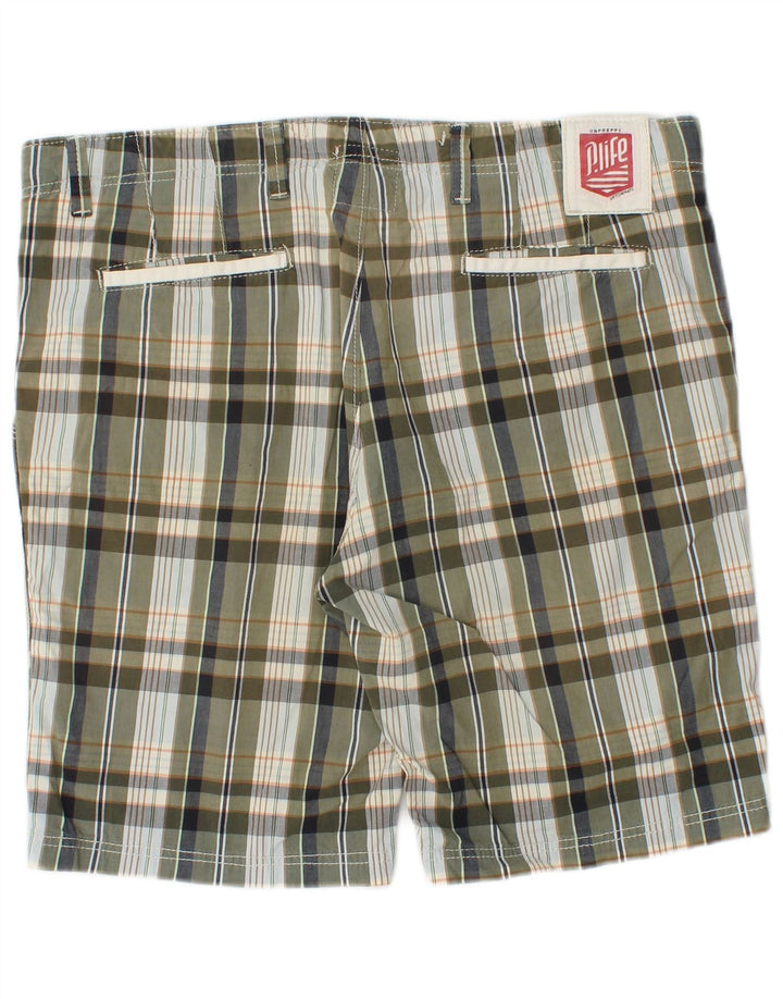 Pantaloncini chino da uomo Playlife W36 grande plaid kaki