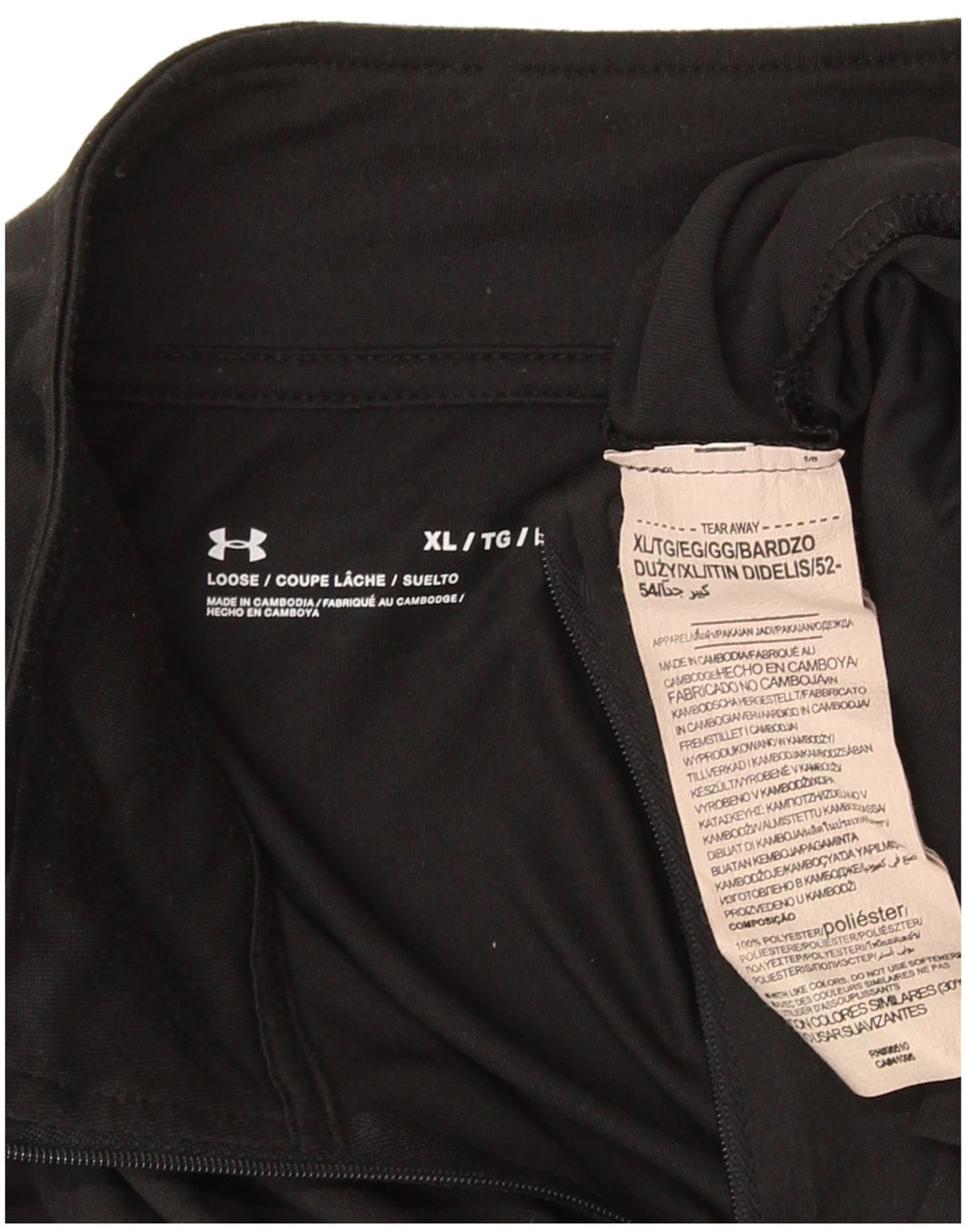 Under Armour da uomo con zip e collo ampio, vestibilità ampia, manica lunga, XL, poliestere nero
