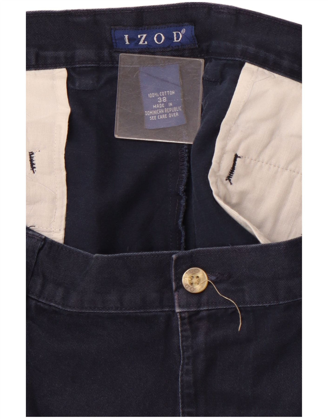 Pantaloncini chino con pegging da uomo IZOD W38 XL in cotone blu navy