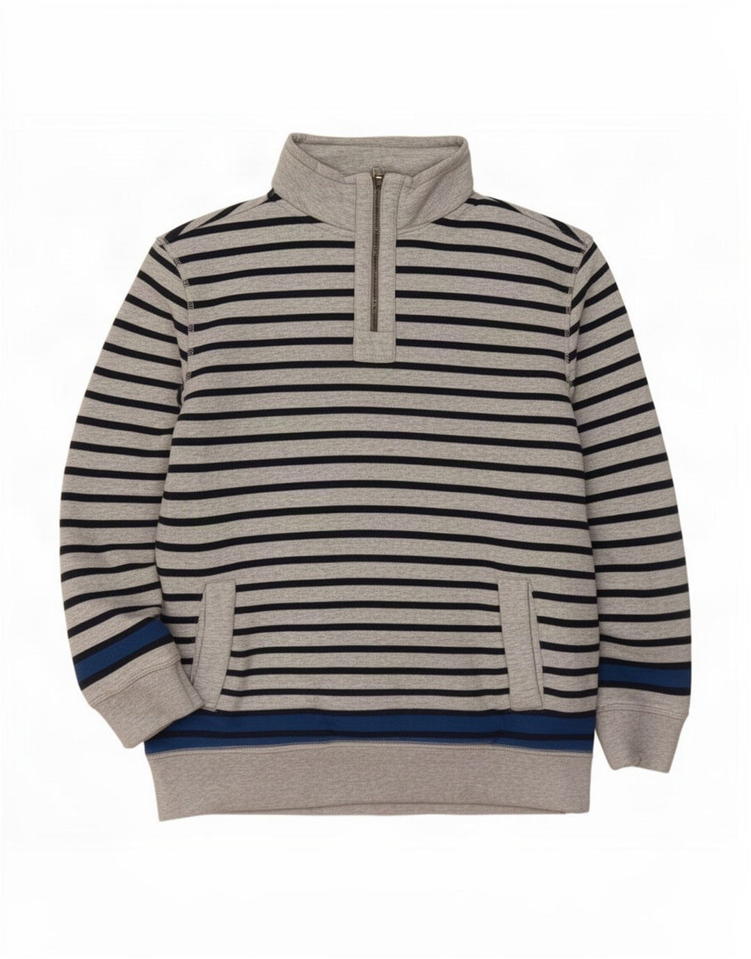 Tommy Hilfiger Uomo Felpa con collo con zip Maglione Grande Cotone a righe grigie