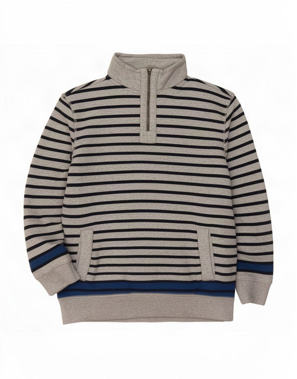 Tommy Hilfiger Uomo Felpa con collo con zip Maglione Grande Cotone a righe grigie