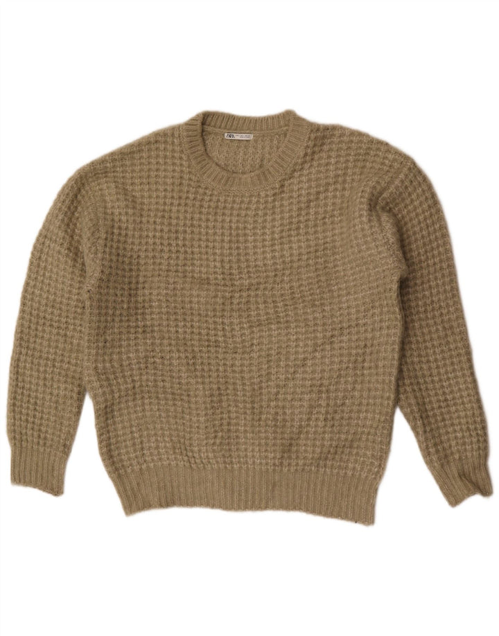 Maglione maglione girocollo da uomo Zara grande poliestere kaki