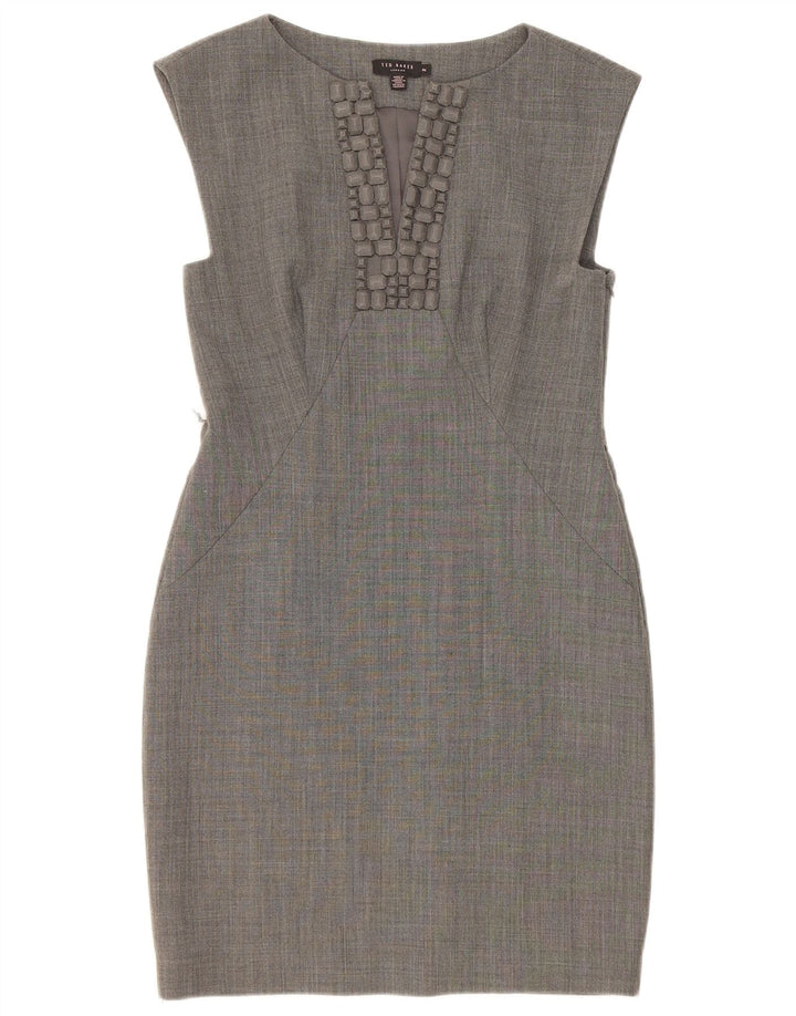 Ted Baker Abito tubino senza maniche da donna taglia 2 piccolo poliestere grigio