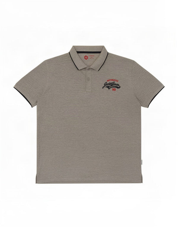 Jack & Jones Mens Polo Shirt XL Grey Flecked Cotton