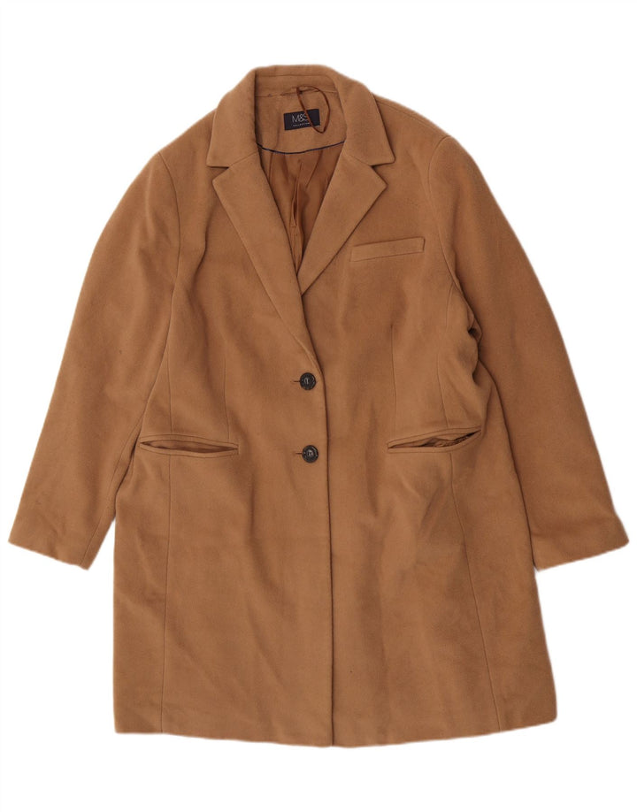 Cappotto da donna Marks & Spencer UK 20 2XL Lana marrone