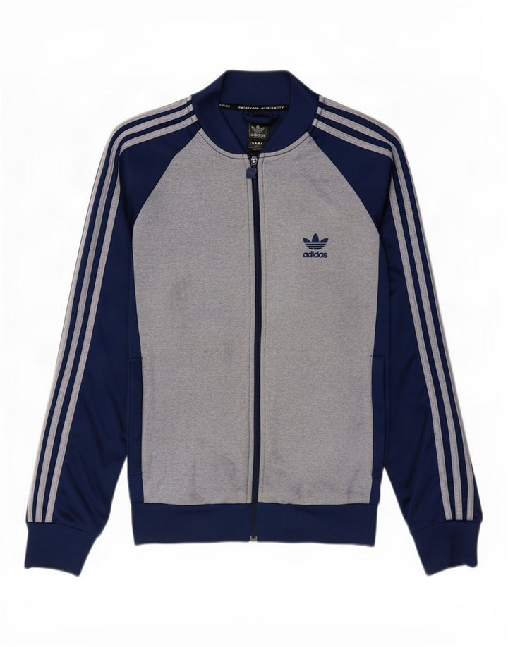 Giacca da ginnastica da uomo Adidas, giacca media, in cotone color block blu navy