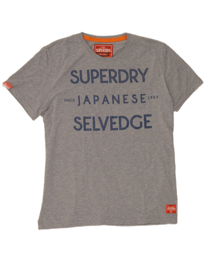 T-shirt grafica da uomo SUPERDRY Top XL in cotone chiazzato grigio