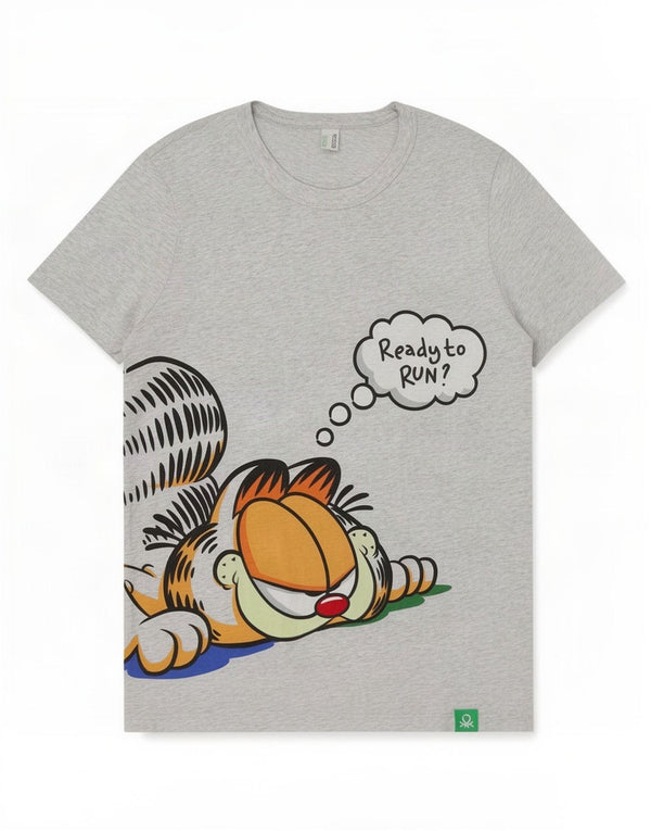 T-shirt grafica Benetton da donna Garfield Top UK 14 Grigio medio