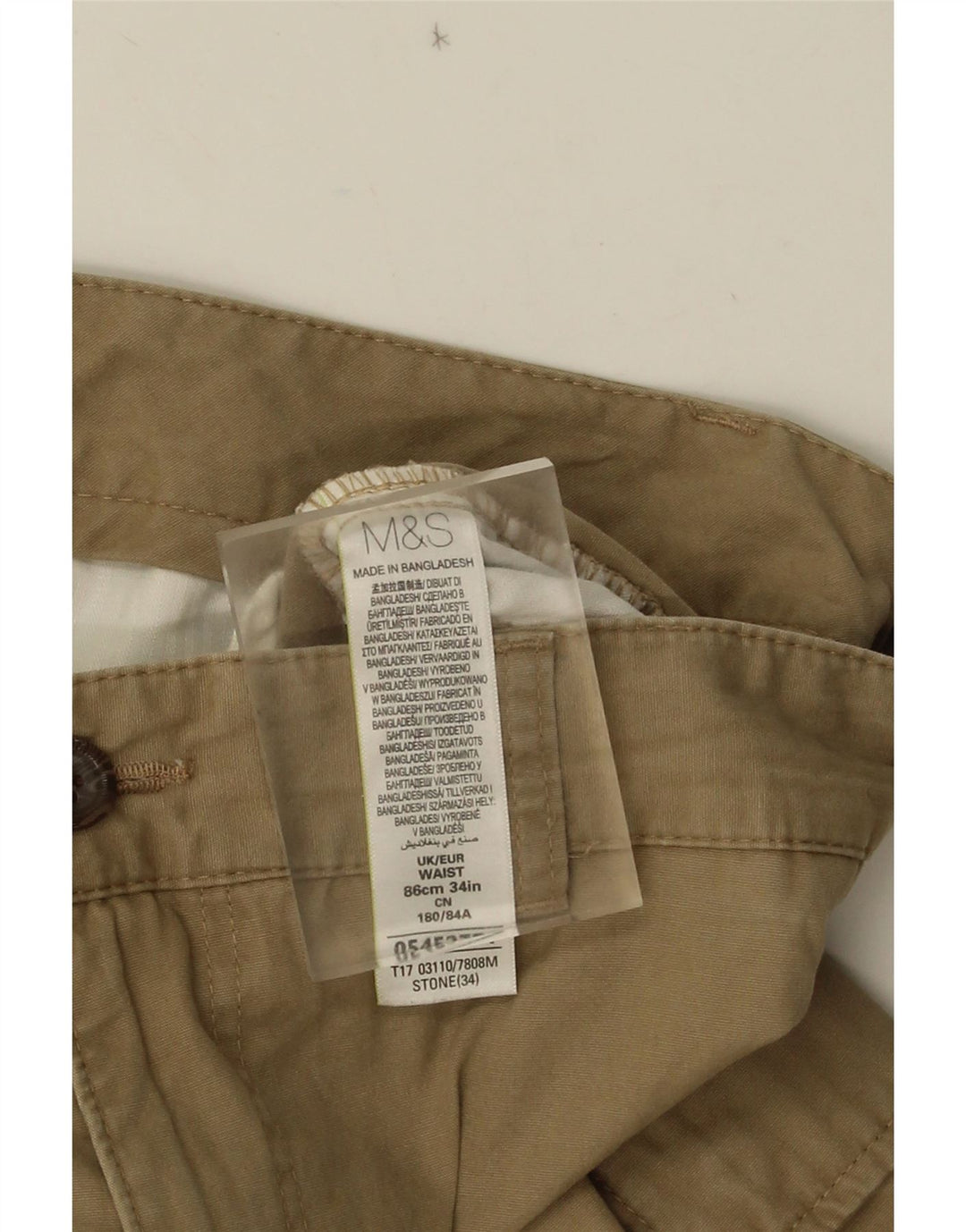 Pantaloncini cargo da uomo Marks & Spencer W34 grandi in cotone beige