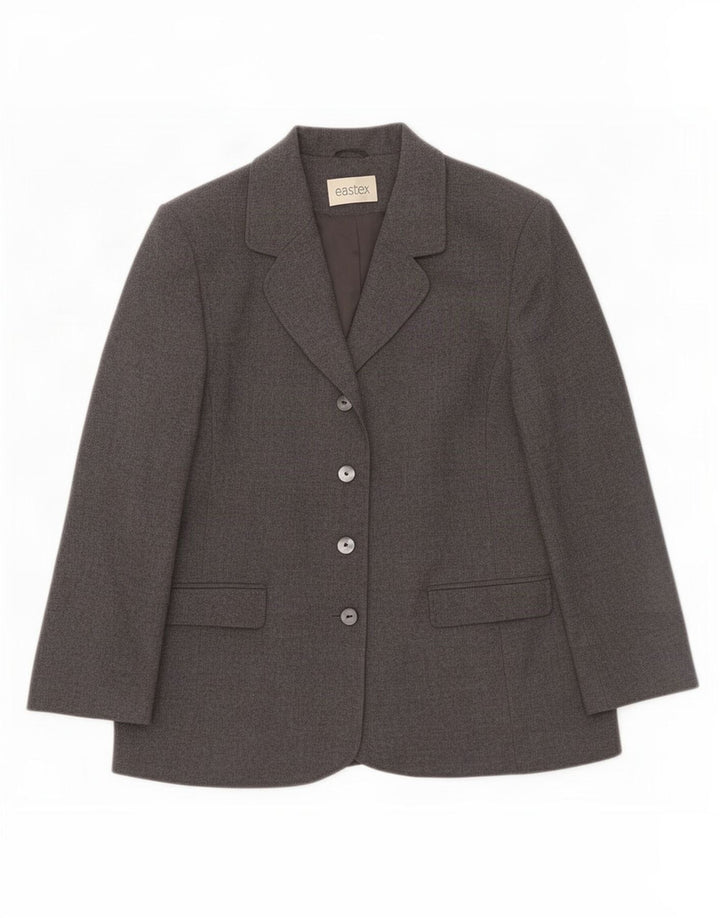 Giacca blazer a 4 bottoni da donna Eastex UK 16 grande lana grigia