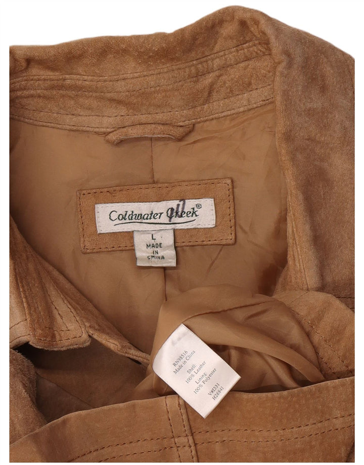 Giacca in pelle scamosciata da donna Coldwater Creek UK 16 grande in pelle marrone
