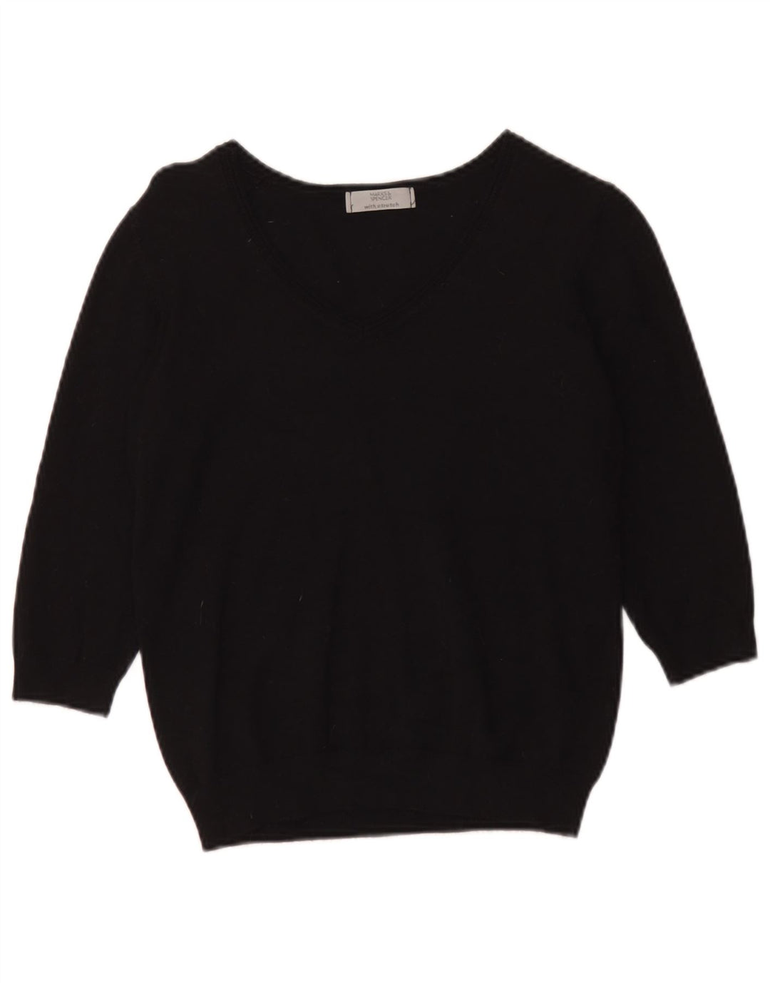 Maglione corto con scollo a V da donna Marks & Spencer UK 14 medio nero
