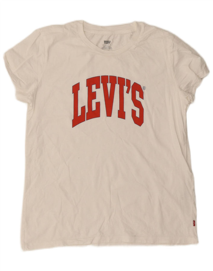 T-shirt grafica da donna Levi's Top UK 14 cotone bianco medio