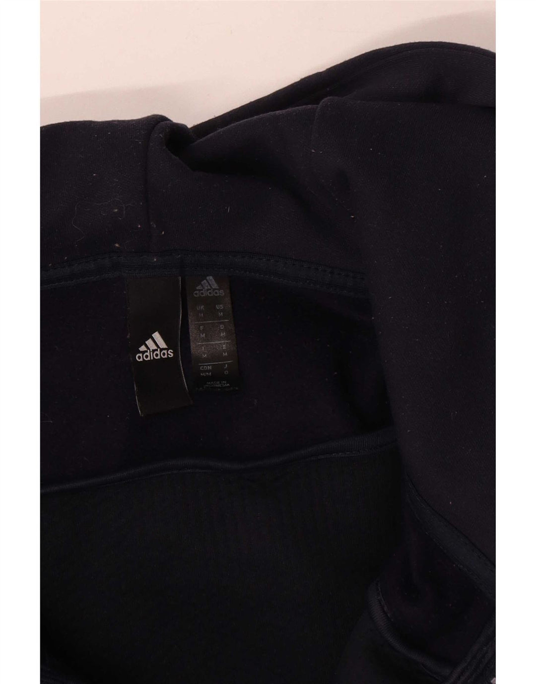 Maglione con cappuccio e zip da uomo Adidas, poliestere color block medio blu navy