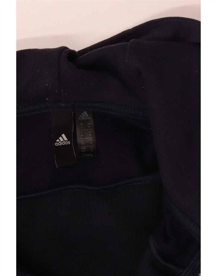 Maglione con cappuccio e zip da uomo Adidas, poliestere color block medio blu navy