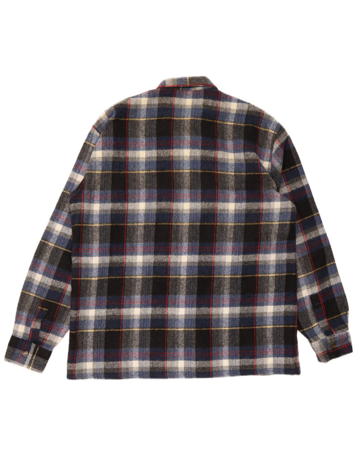 Camicia vintage da uomo in flanella taglia 43 grande motivo a quadri multicolore