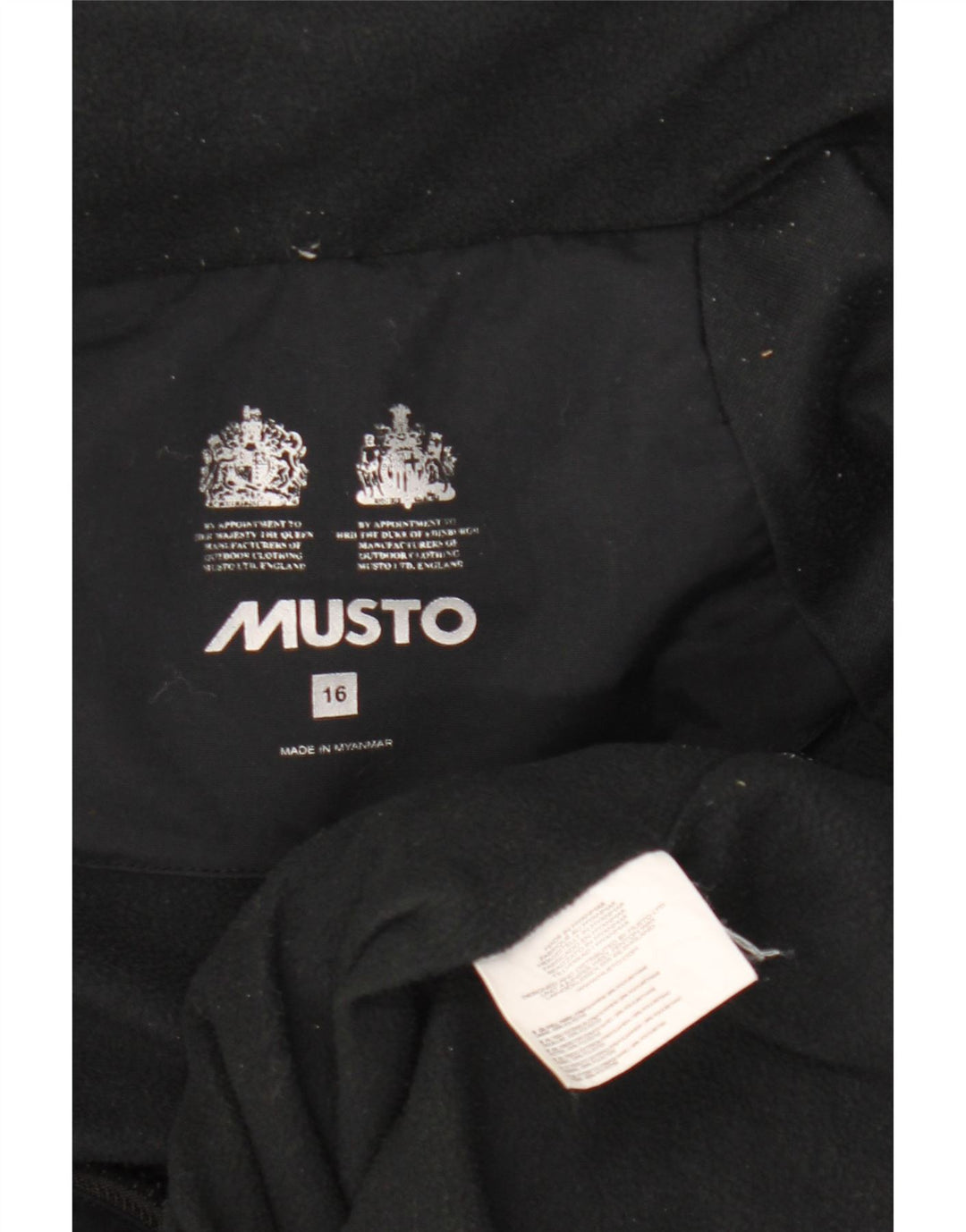 Giacca a vento con cappuccio grafica da donna Musto UK 16 grande nera in poliammide