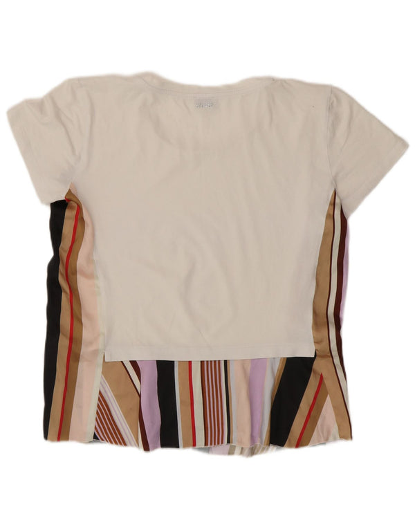 T-shirt da donna LIU JO Top UK 14 cotone a righe bianche medie