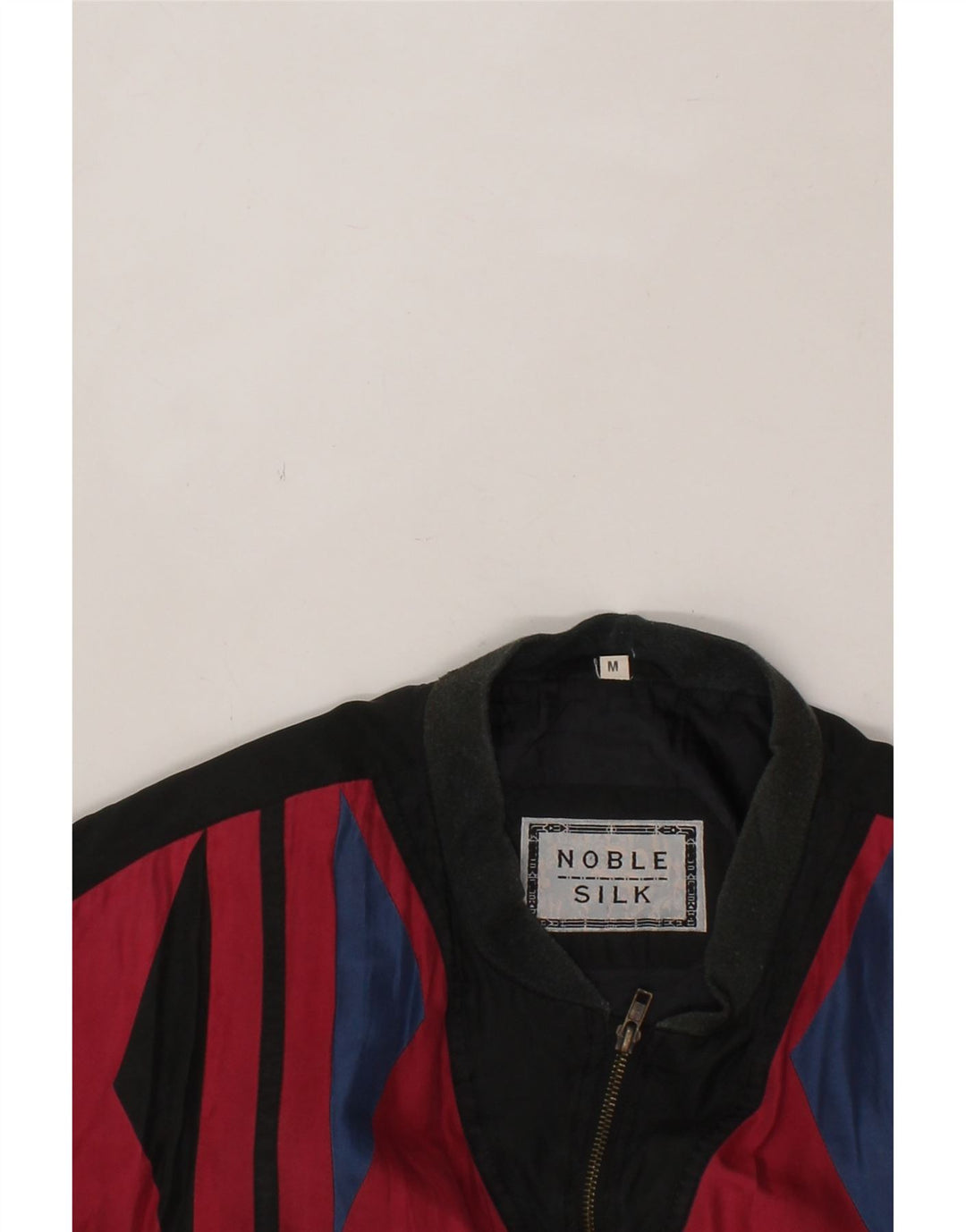 Giubbotto bomber da uomo vestibilità ampia VINTAGE UK 38 Seta geometrica nera media