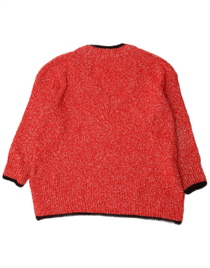 Maglione maglione con scollo a V da donna Marks & Spencer UK 16 grande poliestere rosso