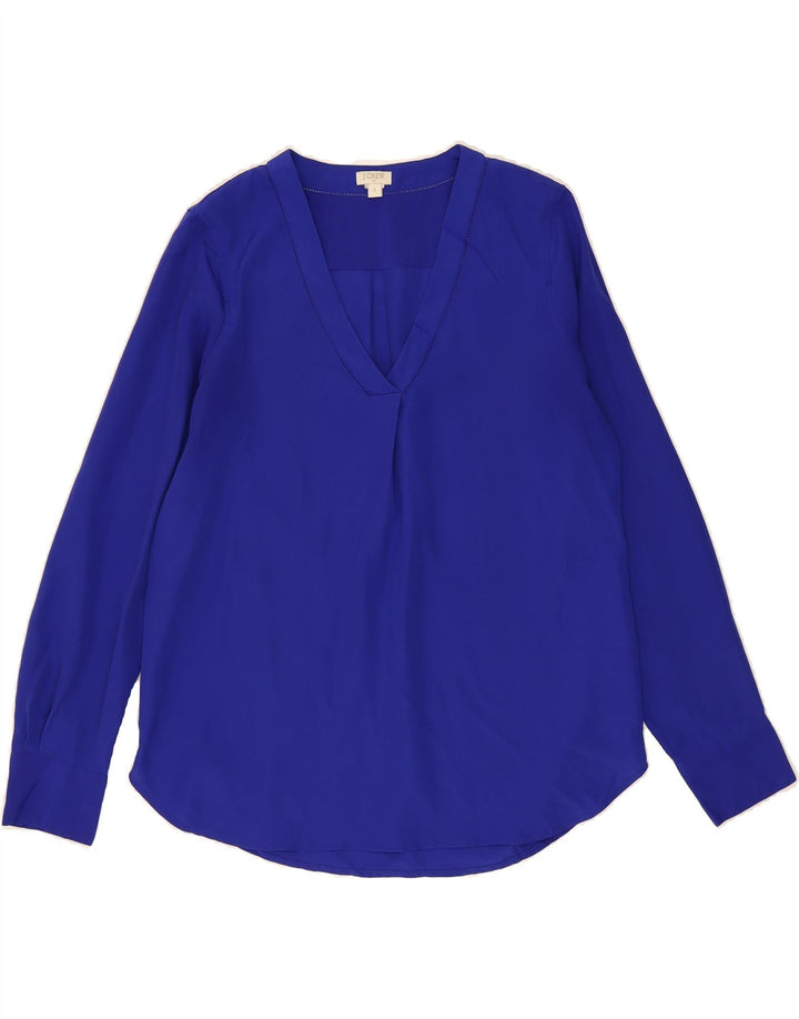 J. CREW Womens Long Sleeve Blouse Top UK 10 Small Blue Polyester Vintage J. Crew and Second-Hand J. Crew from Messina Hembry 