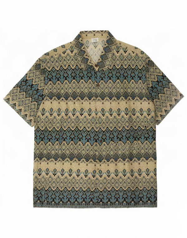 Camicia a maniche corte da uomo Alit Astika 3XL Cotone geometrico beige