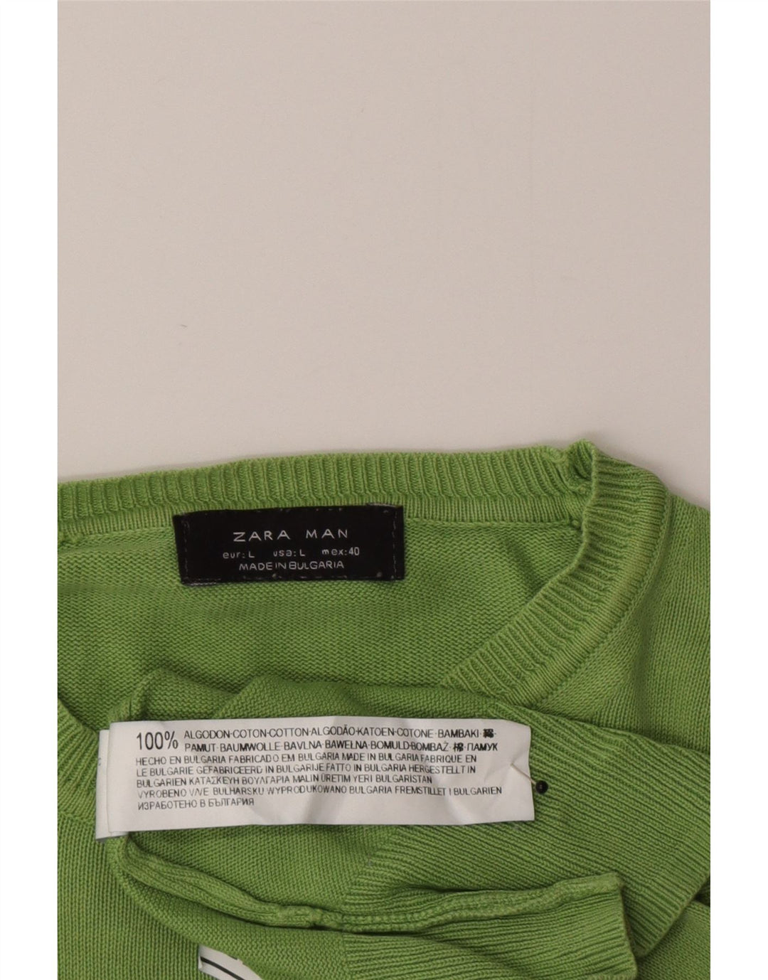 Maglione maglione girocollo da uomo Zara grande in cotone verde