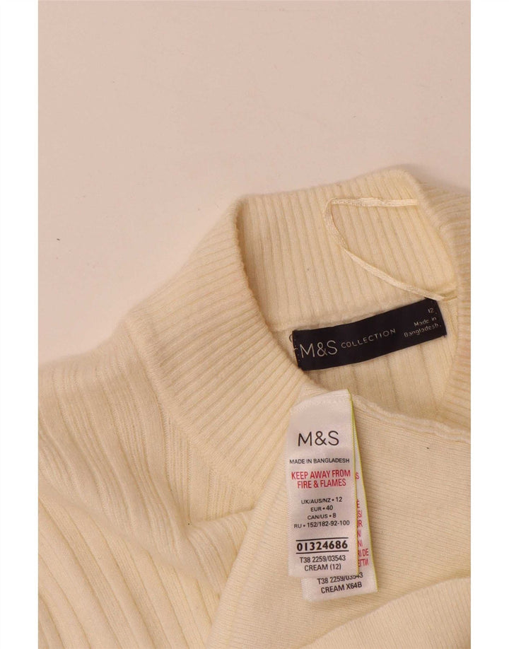 Maglione maglione a collo alto da donna Marks & Spencer UK 12 medio bianco sporco