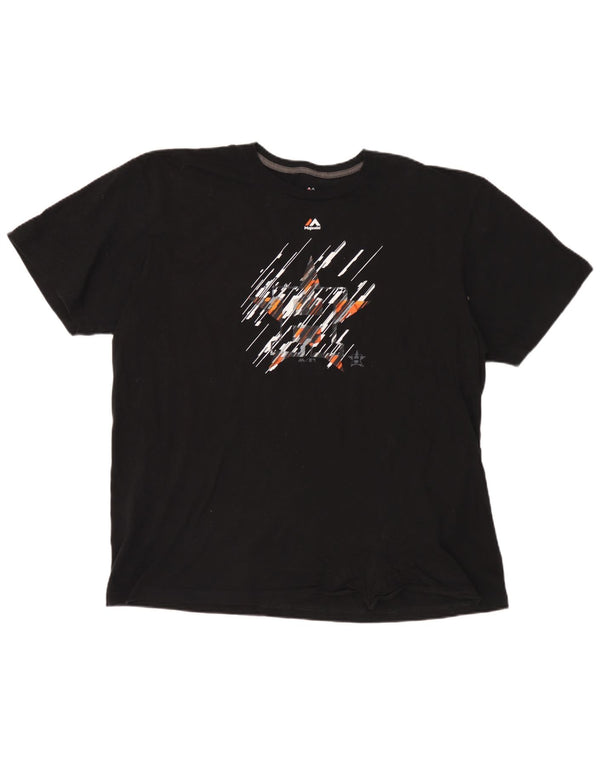 T-shirt grafica da uomo Majestic Houston Astons Top 2XL cotone nero