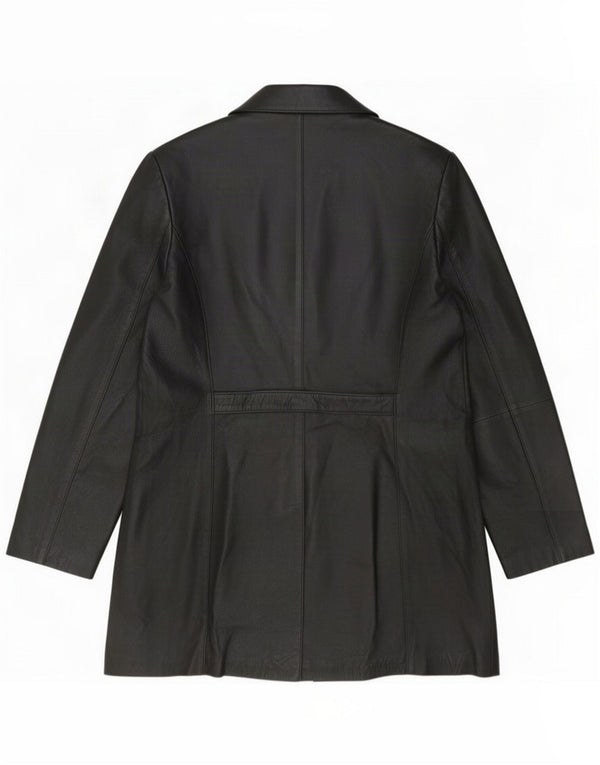 Cappotto vintage in pelle da donna UK 16 grande Nero