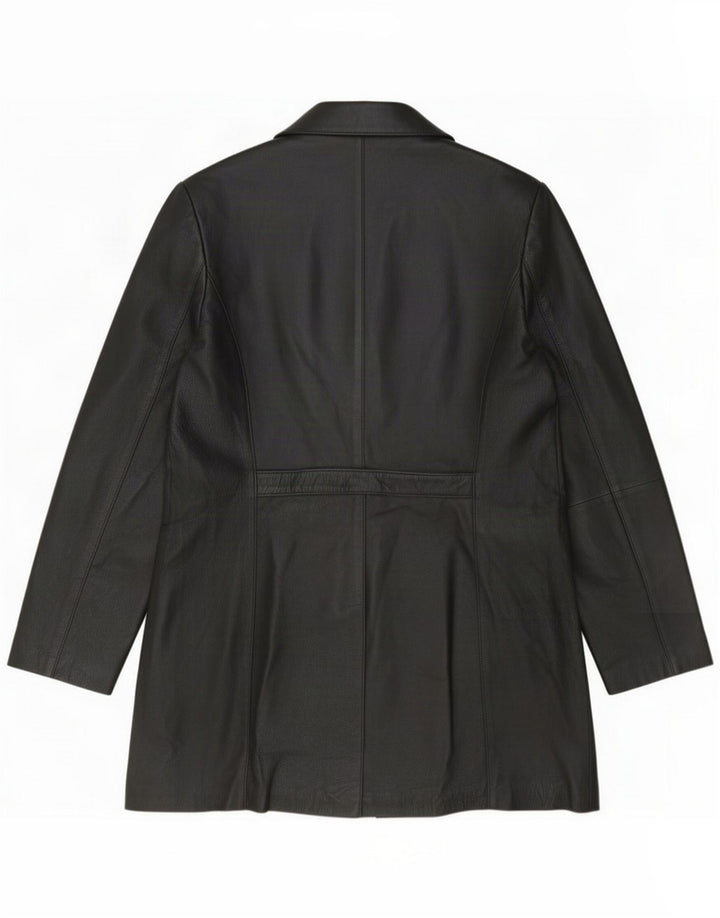Cappotto vintage in pelle da donna UK 16 grande Nero