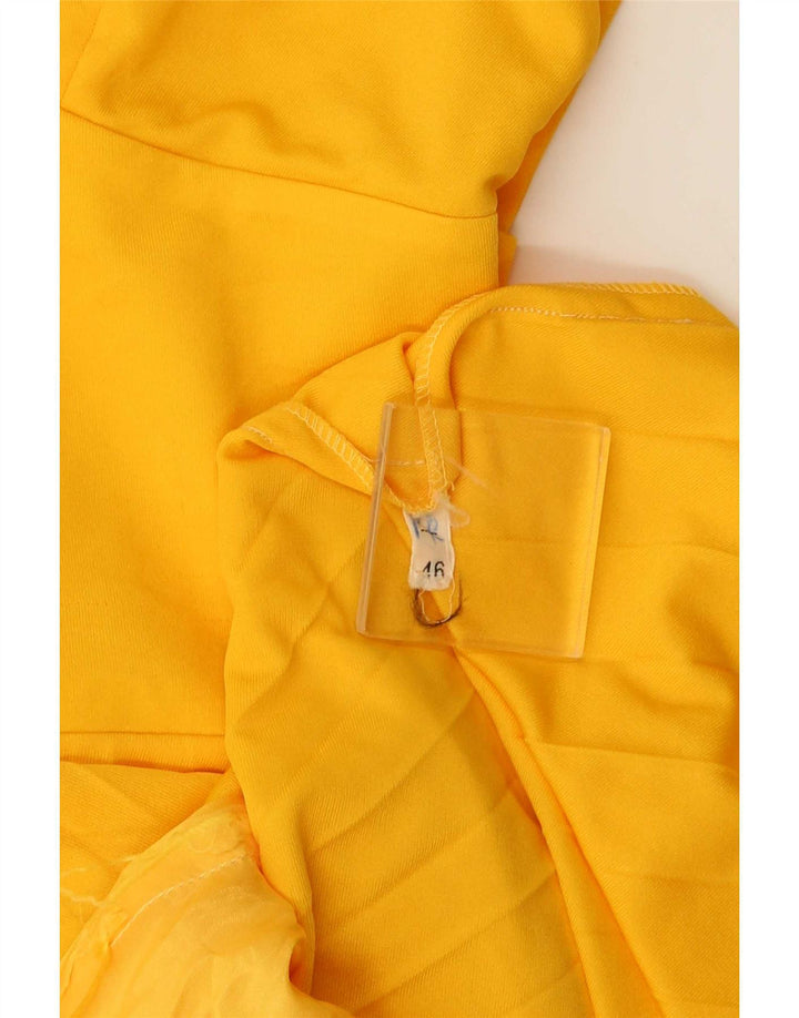 Abito vintage da donna senza maniche a trapezio IT 46 grande giallo