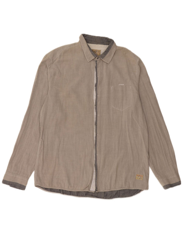 Guess Mens Shirt 2XL Grey Gingham Cotton