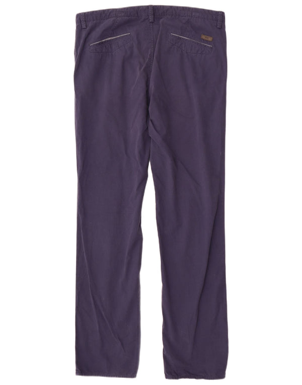 Pantaloni chino dritti da uomo Hugo Boss IT 52 XL W36 L32 cotone blu navy