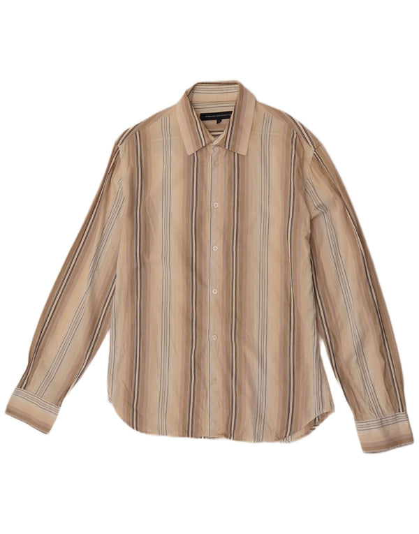 Camicia da uomo French Connection in cotone a righe beige medio
