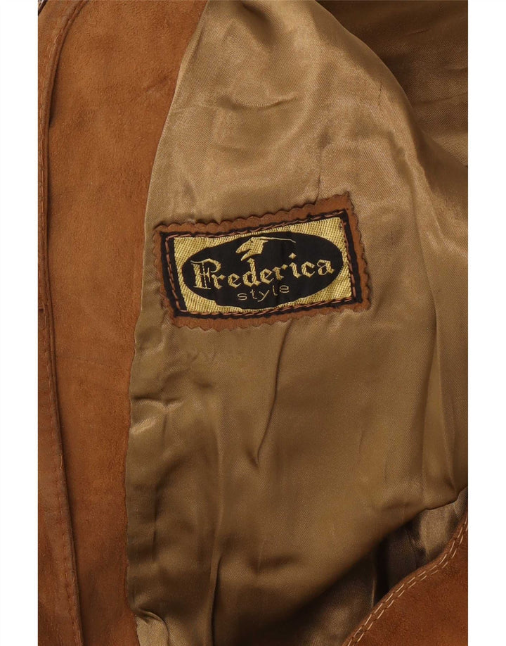 Giacca vintage in pelle scamosciata da donna UK 14 Marrone medio
