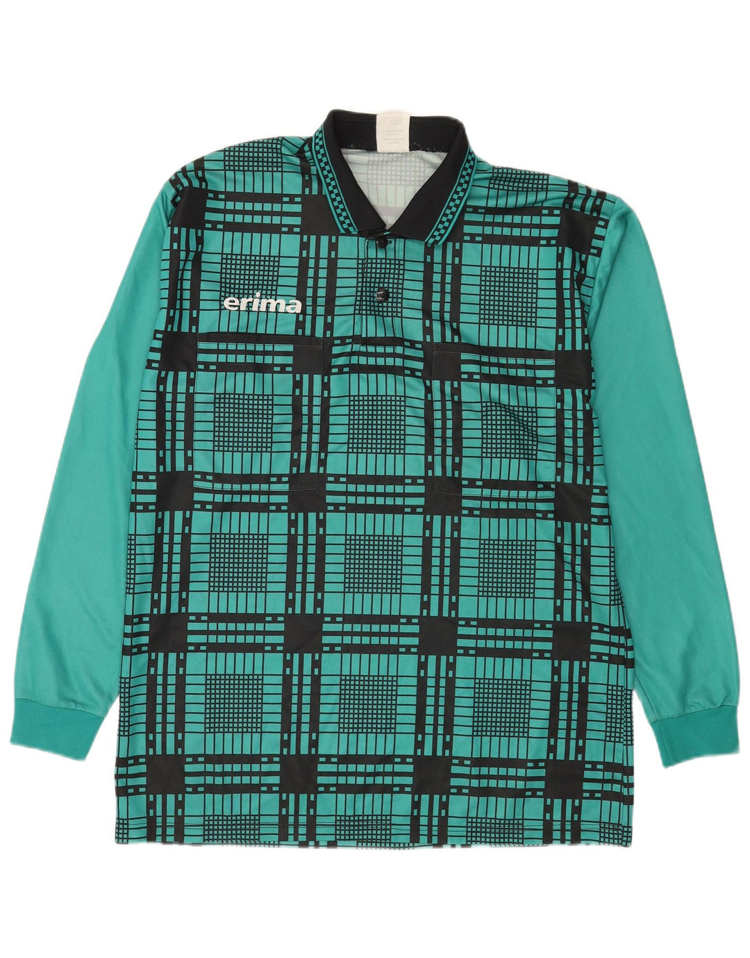 Polo da uomo a maniche lunghe Erima XL poliestere scozzese verde
