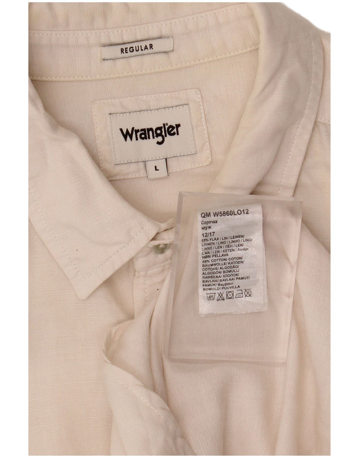 Camicia Wrangler da uomo a maniche corte, vestibilità regolare, grande, in lino bianco sporco