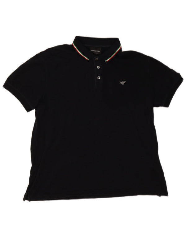 Polo Emporio Armani Uomo Large Blu Navy in cotone