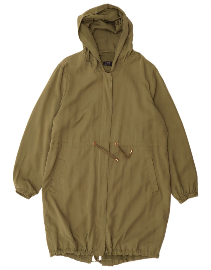 Giacca Parka con cappuccio da donna Marks & Spencer UK 16 Large Poliestere kaki