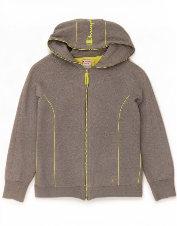 Maglione con cappuccio e zip grafica Champion da donna Heritage Fit UK 12 Grigio medio