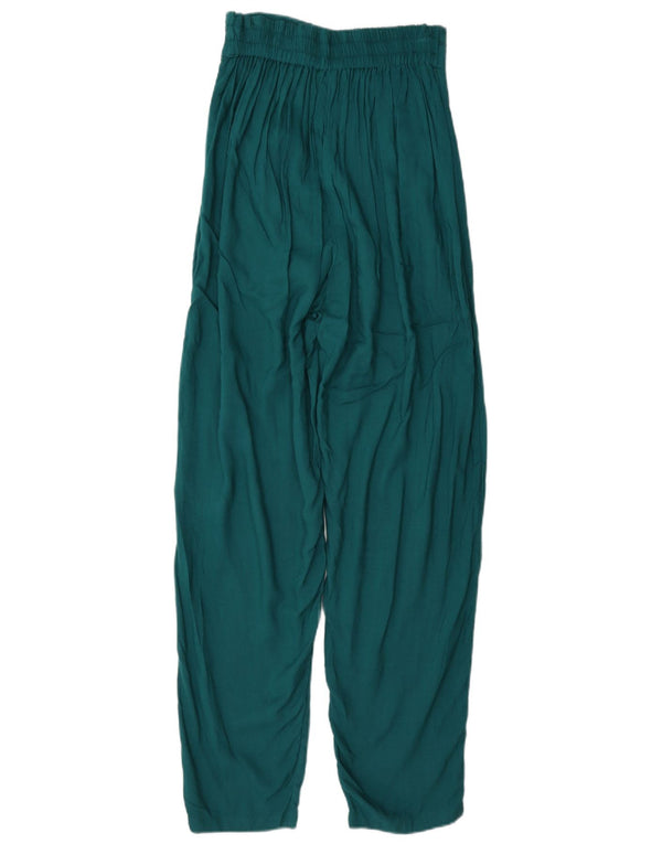 Pantaloni casual con ancoraggio a vita alta da donna vintage UK 6 XS W28 L29 Blu