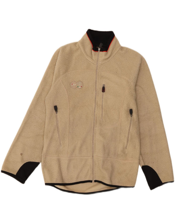 Giacca in pile da uomo Fila UK 36 Small Beige Colourblock Poliestere