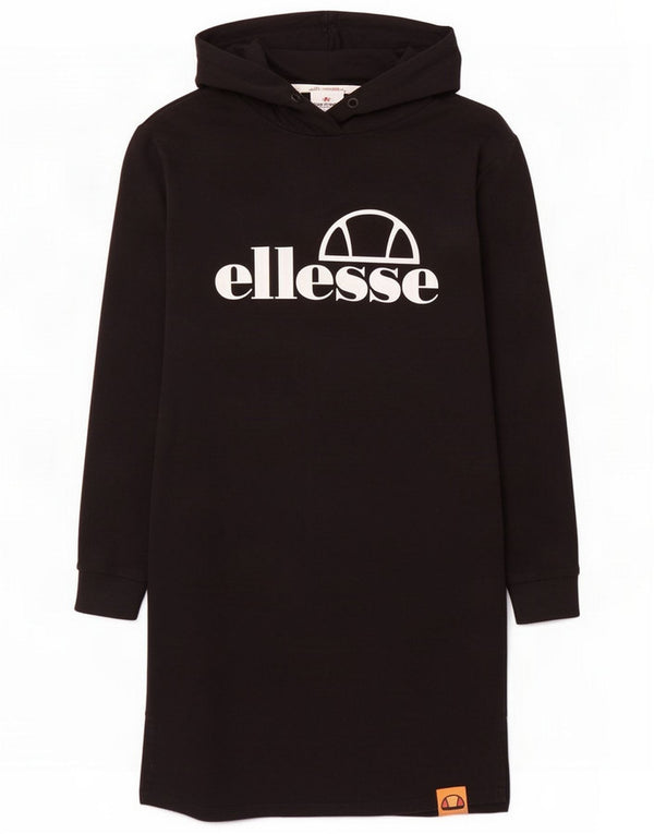 Ellesse Abito da donna con cappuccio grafico UK 8 Small Black Cotton Sports
