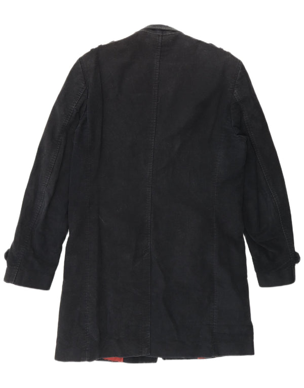 Zara Mens Trench Coat UK 40 Large Navy Blue Cotton