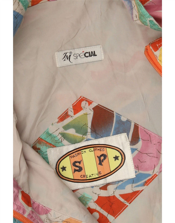 Giacca a vento vintage da donna UK 14 media multicolore geometrica