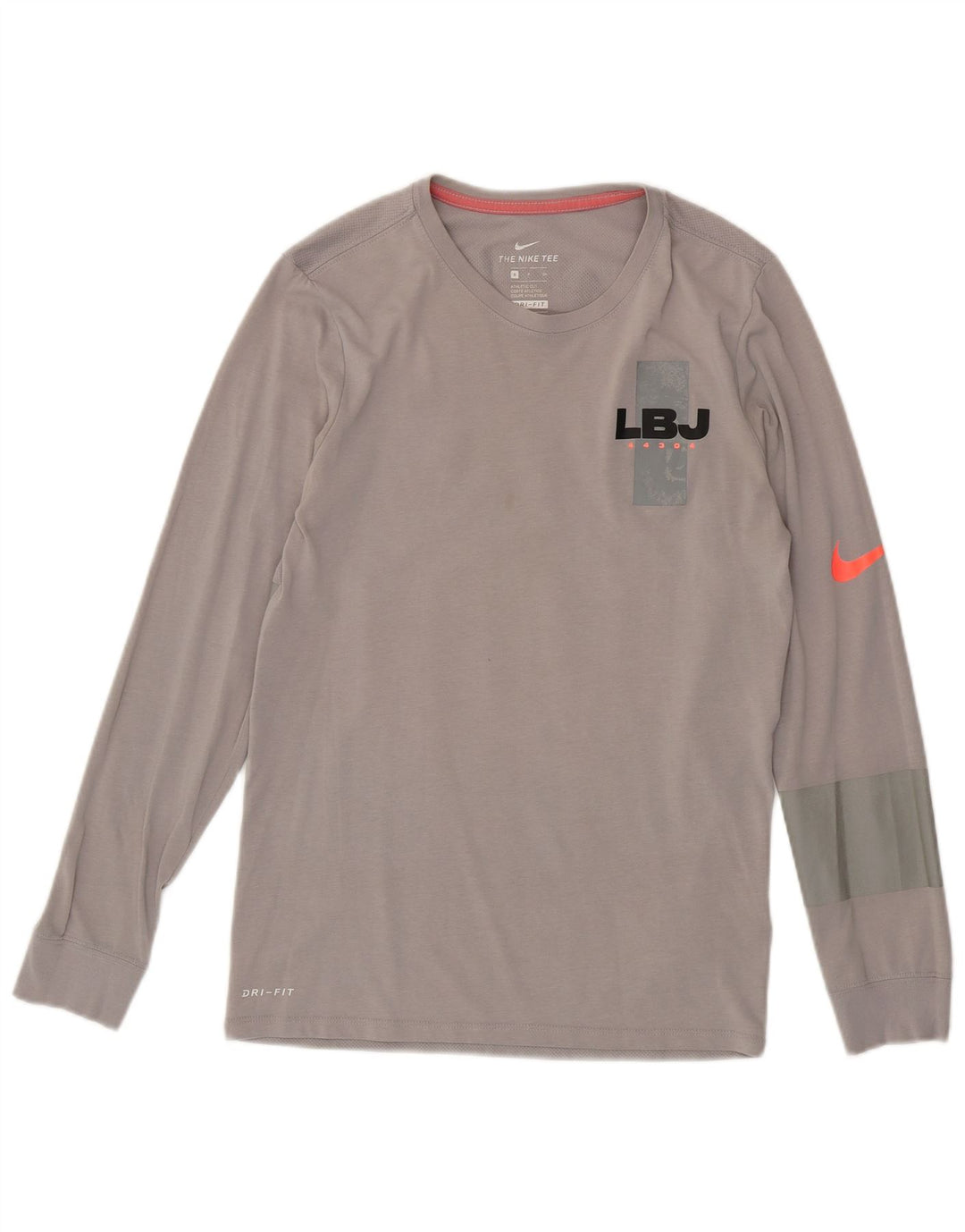 Top Nike Dri Fit Graphic da uomo a maniche lunghe in cotone grigio piccolo
