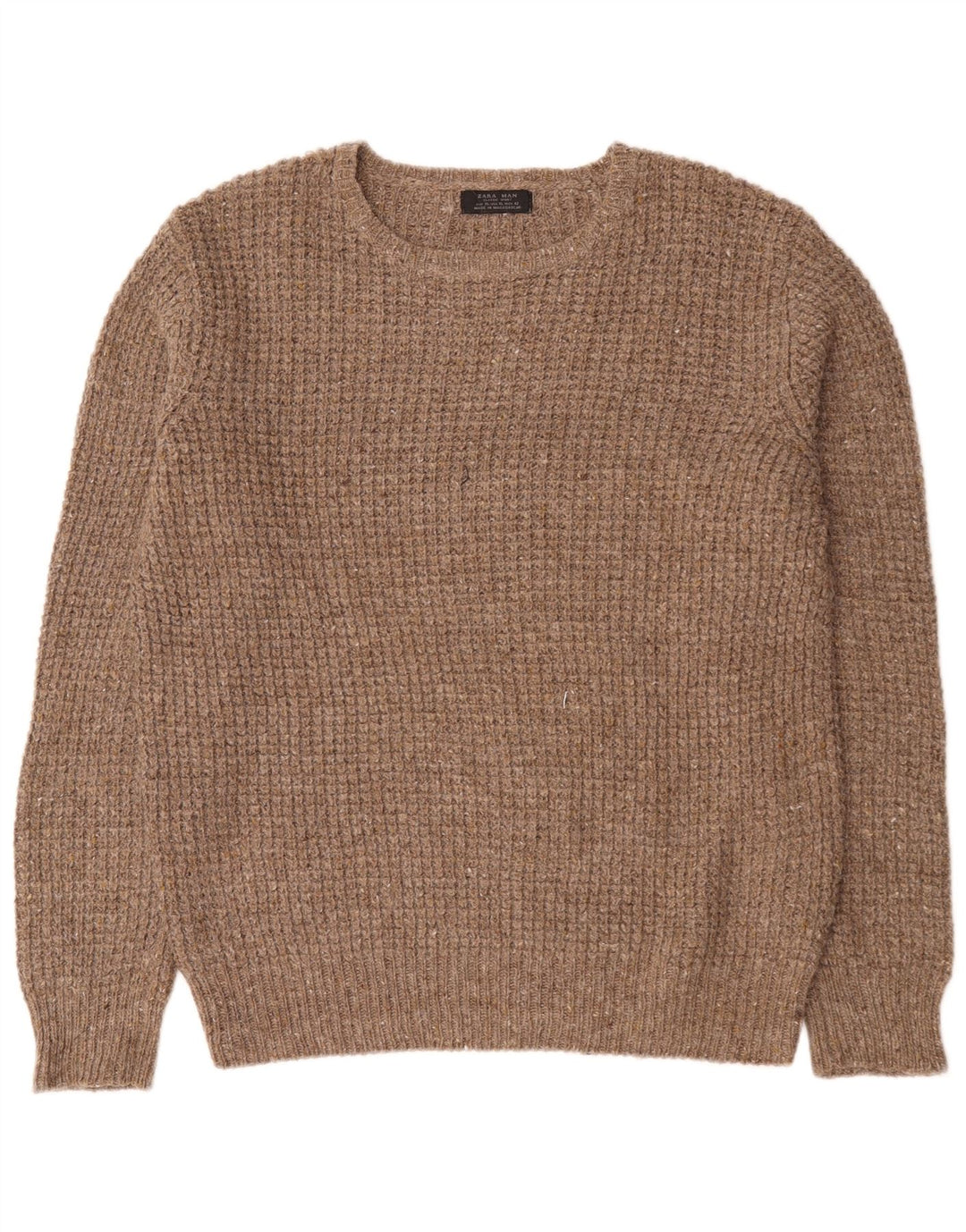 Maglione maglione girocollo da uomo Zara XL in lana marrone