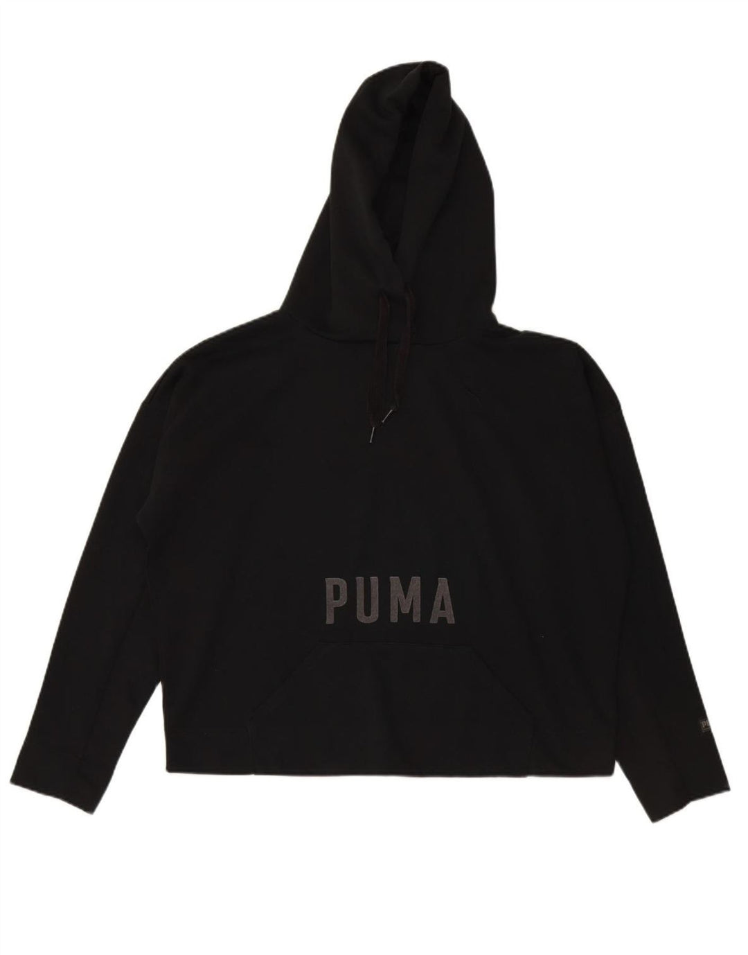 PUMA Womens Oversized Graphic Hoodie Jumper UK 14 Large Black